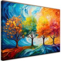WANDBILD bunte bäume abstrakt - Multicolor, Textil (60/40cm) - Feeby