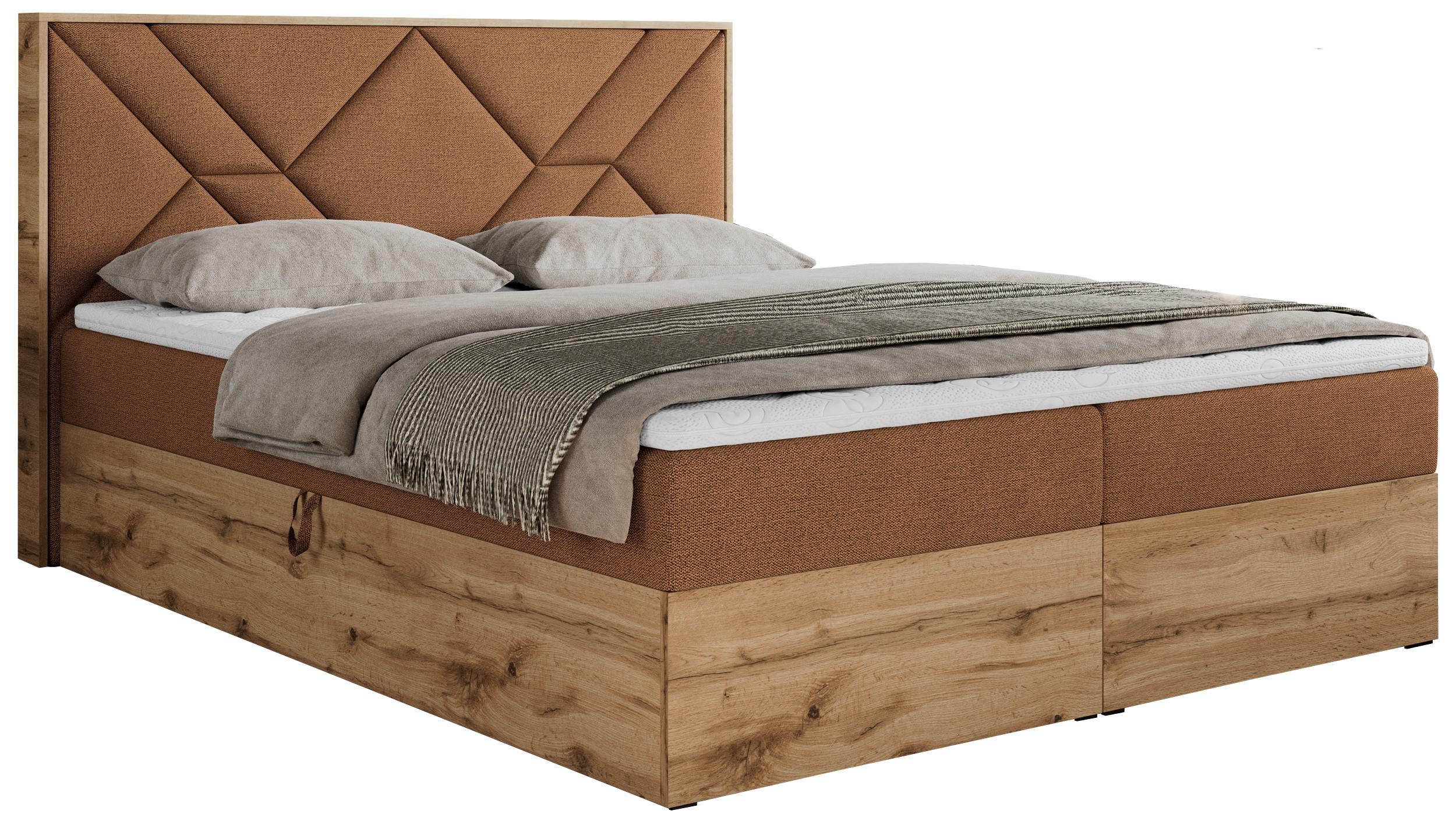 BOXBETT GUNAR - 120/200 Orange Struktur - H4 - Orange, Holz/Textil (120/200cm) - MKS