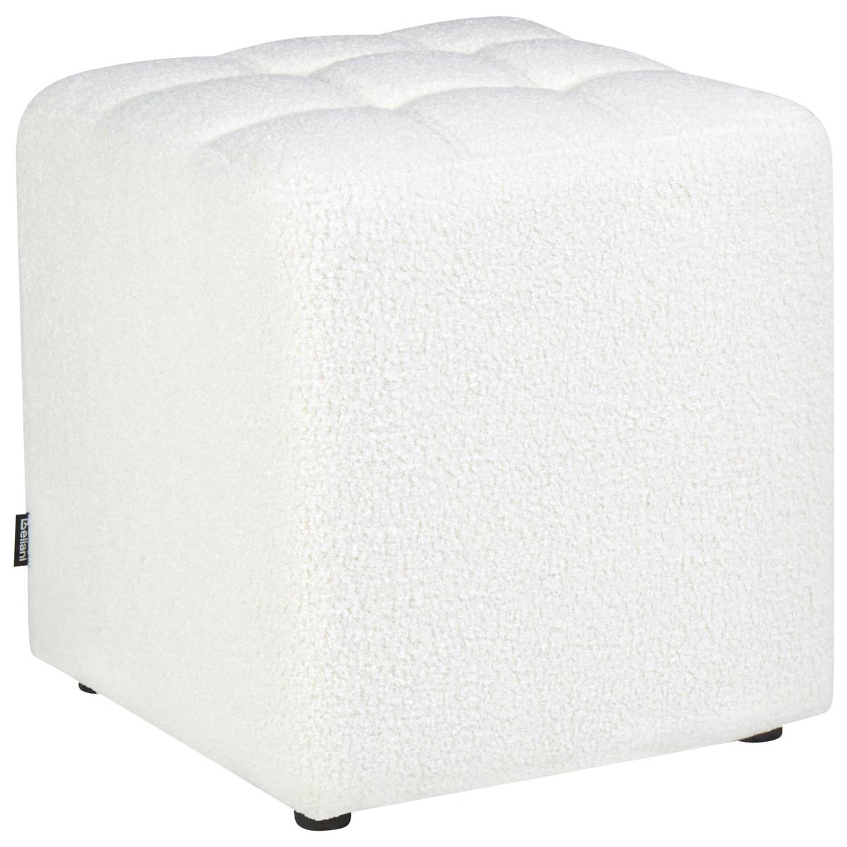 POUF Bouclé Weiß Kansas - Weiß, Textil (38/39/38cm) - Beliani