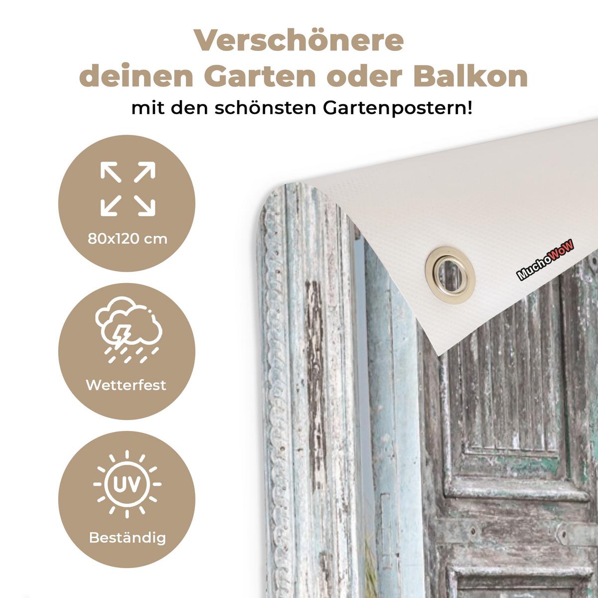 GARTENPOSTER Düne - Strand - Aussicht - Sommer Outdoor Bilder 80x120 cm - Hellgrau, Kunststoff (80/120/0.2cm) - OnlyWow