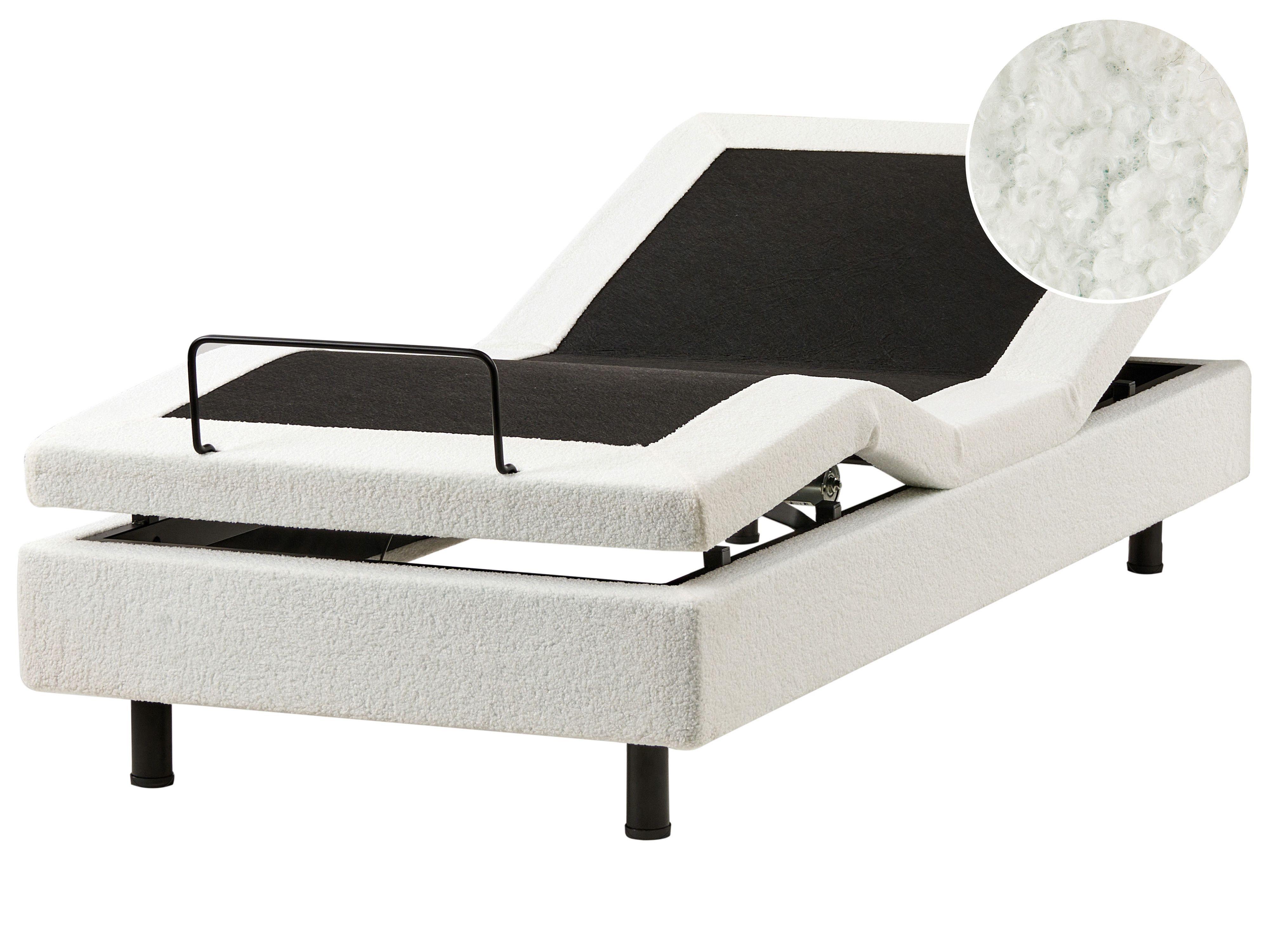 BETT verstellbar ohne Kopfteil Bouclé 90/200 cm Cremeweiß Duke - Creme, Textil (90/200cm) - Beliani