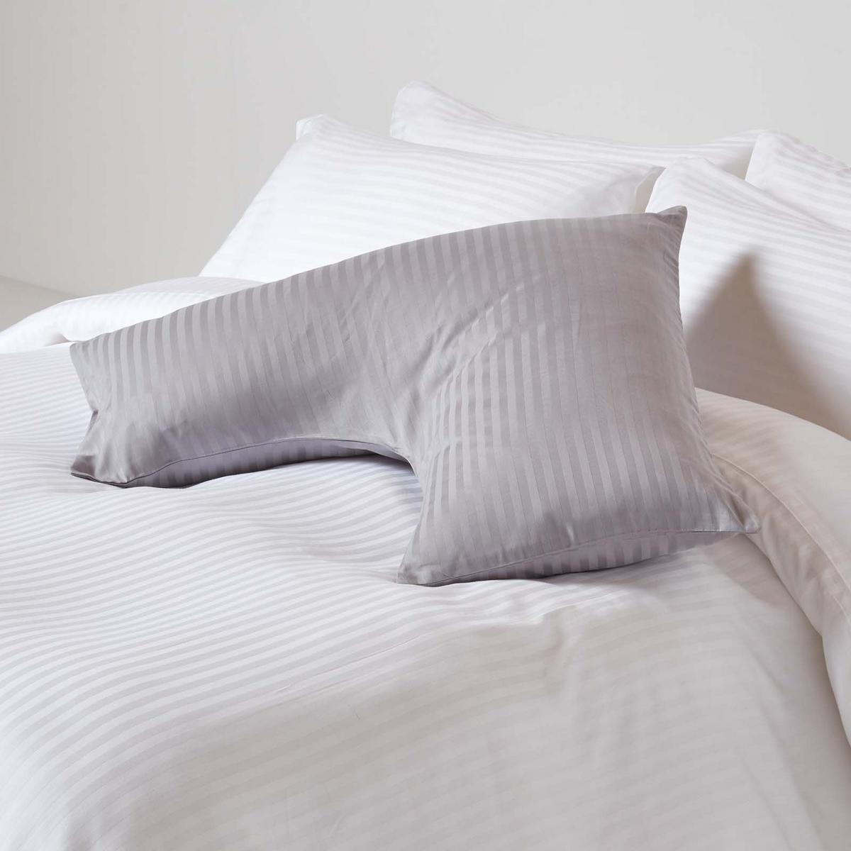 KISSENBEZUG für V-Form-Kissen, Damast-Streifen, Fadendichte 330 - Grau, Textil (38/76cm) - Homescapes