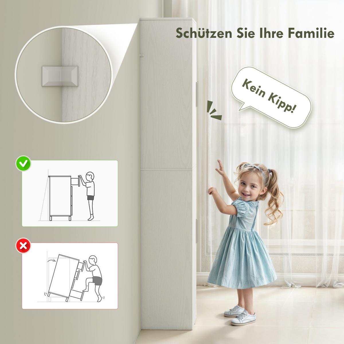 BADEZIMMERSCHRANK Badschrank Hochschrank schmal mit 2 Türen Verstellbare Regale - Weiß, Karton (35/180/40cm) - HOMCOM