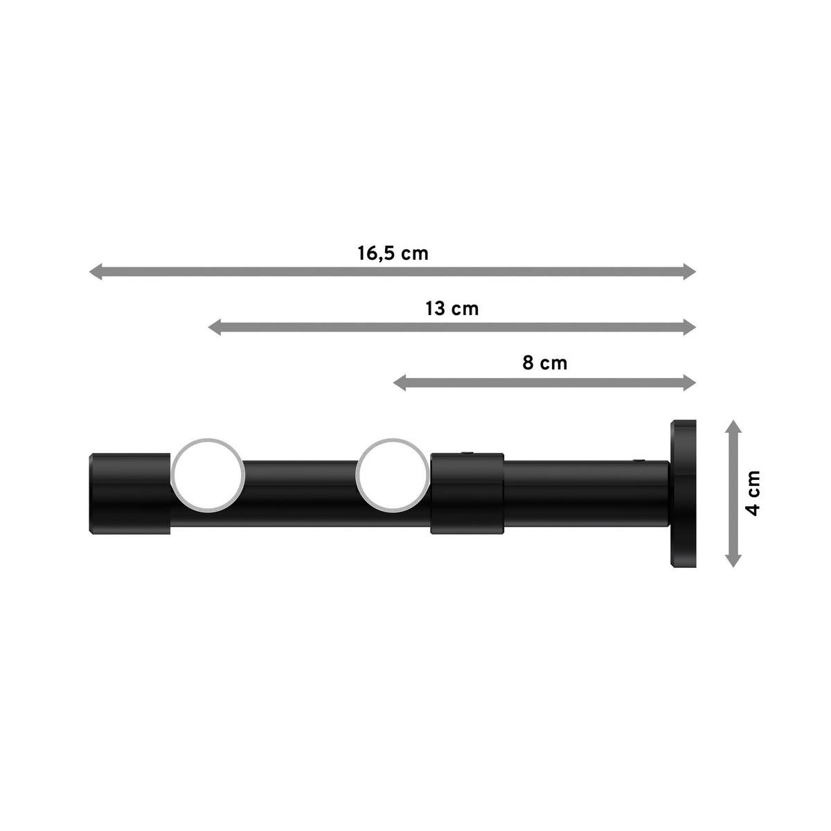 GARDINENSTANGE Prestige Luino 120 cm, 2-läufig, 20 mm Ø Schwarz - Schwarz, Metall (120cm) - INTERDECO