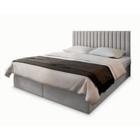 BOXBETT BRESEL 160x200 cm mit Matratze und Topper - Hellgrau - Hellgrau, Holz (160/200cm) - MASSENO