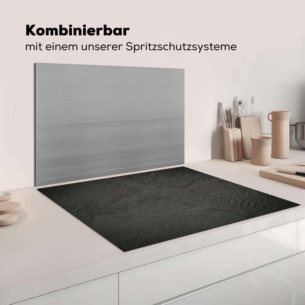 HERDABDECKPLATTE Beton - Schwarz - Industriell Induktionsmatte 77x59 cm - Anthrazit, Kunststoff (77/59/0.2cm) - MuchoWow