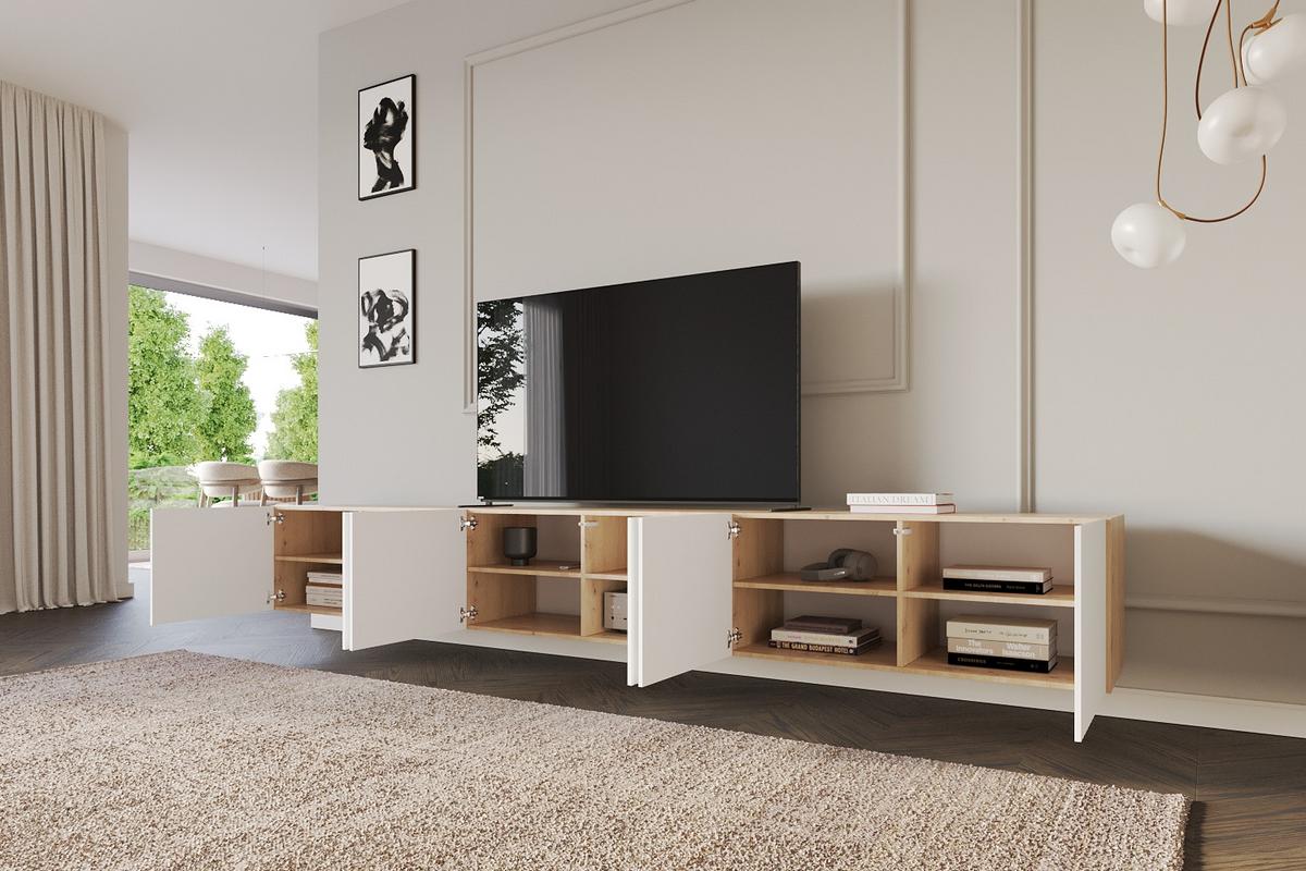 LOWBOARD KITO-W 3x100x40x40 cm - Artisan / Weiß - Eiche Artisan/Weiß, Holzwerkstoff (300/40/40cm) - ALTDECOR