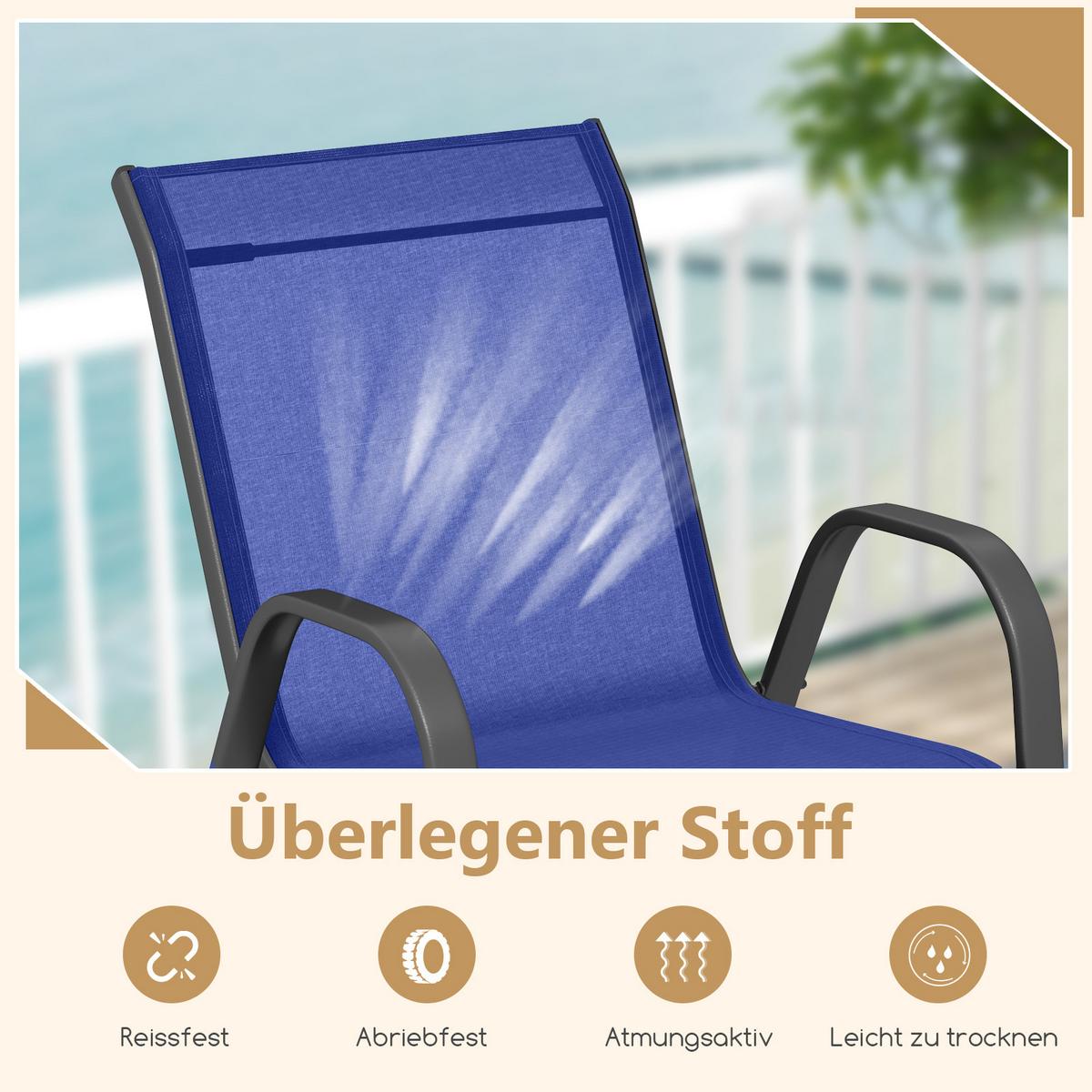GARTENSTÜHLE Blau(2er-Set) - Blau, Metall (70/84/56cm) - COSTWAY