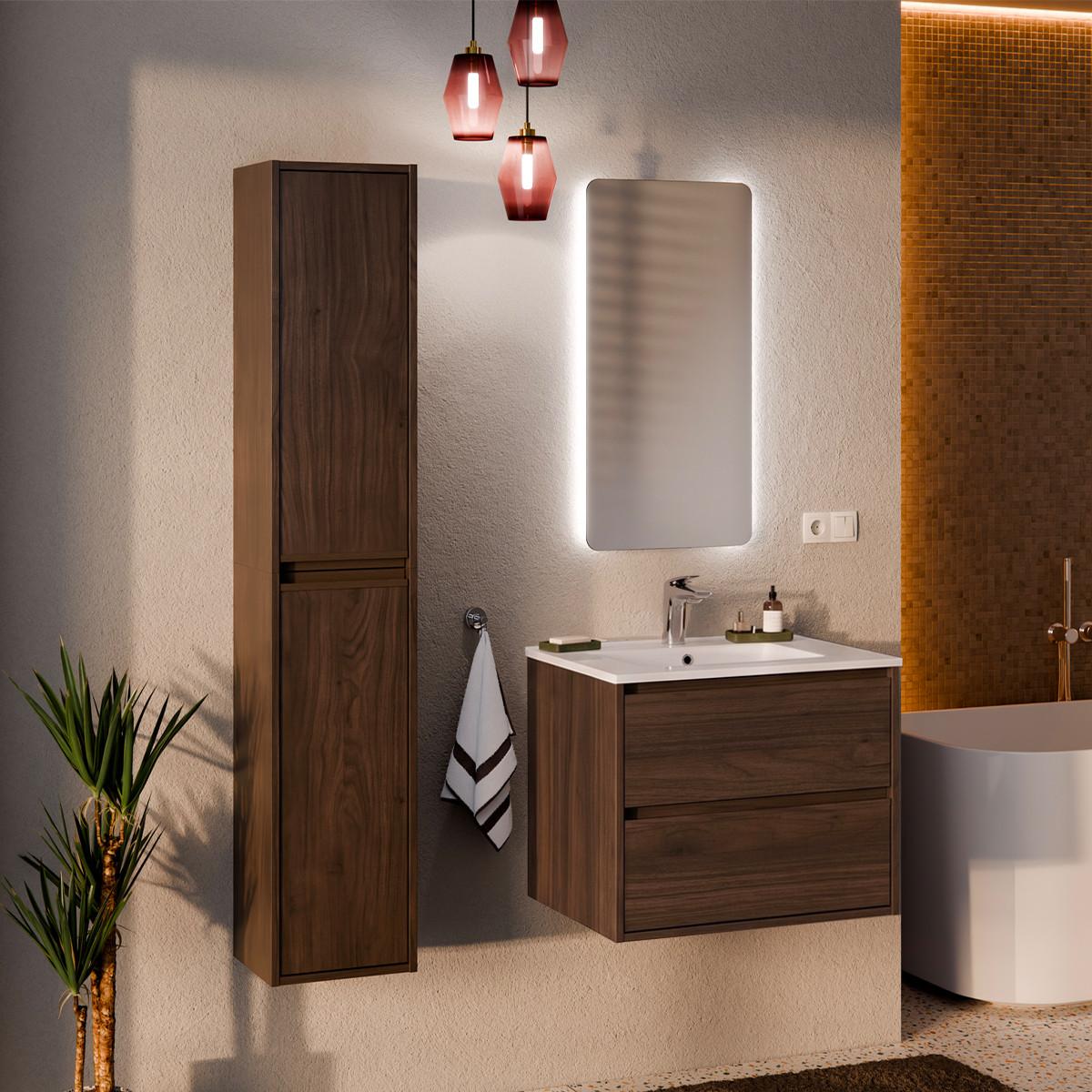BADMÖBEL 61cm Edmé 2er-Set Holz - Braun, Holzwerkstoff (61/52/46cm) - Petits-meubles