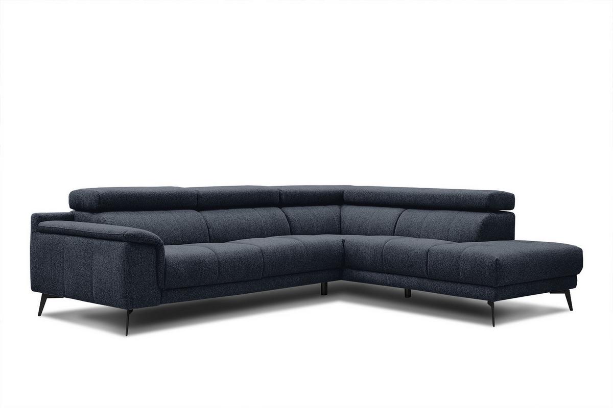ECKSOFA FIERO 5-Sitzer, dunkelblau - Schwarz/Dunkelblau, Holzwerkstoff/Textil (290/228cm) - Wozimo