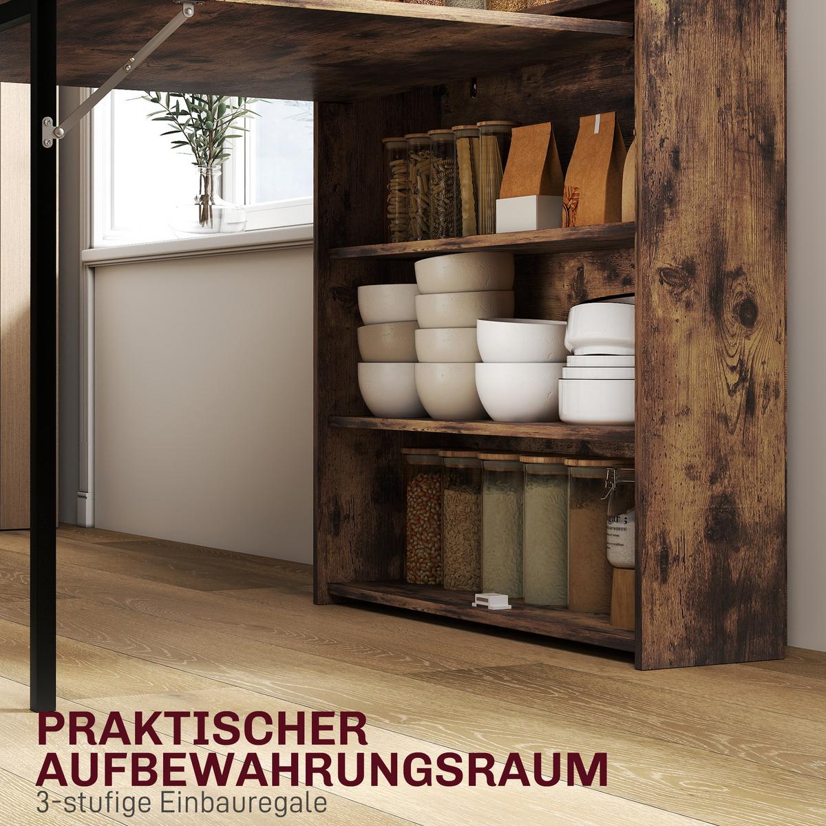 ESSTISCH MDF Stahl Rustikal-Braun - Schwarz/Braun, Holzwerkstoff (90/80/93cm) - HOMCOM