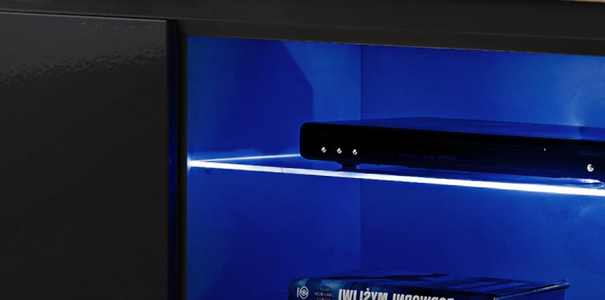 TV-LOWBOARD Eiche Wotan und schwarz 180 cm hängend, Set inklusive LED-Beleuchtung - Eiche Wotan/Schwarz, Glas/Holzwerkstoff (180/148/40cm) - Inn.Furn