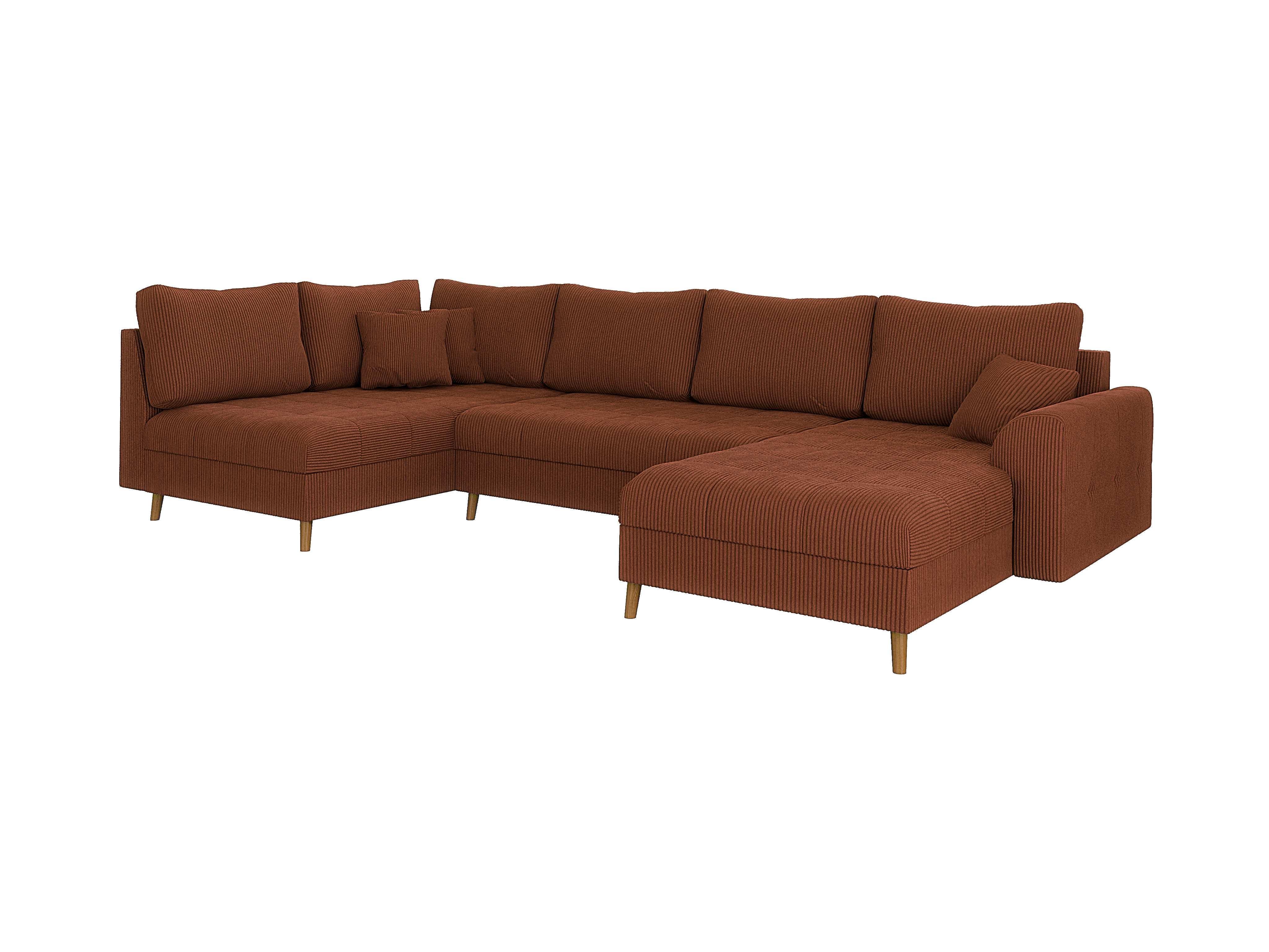 WOHNLANDSCHAFT Alma Terrakotta Cord - Ottomane rechts - Terracotta/Braun, Holz/Textil (310/81/161cm) - S-Style Möbel