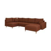 WOHNLANDSCHAFT Alma Terrakotta Cord - Ottomane rechts - Terracotta/Braun, Holz/Textil (310/81/161cm) - S-Style Möbel