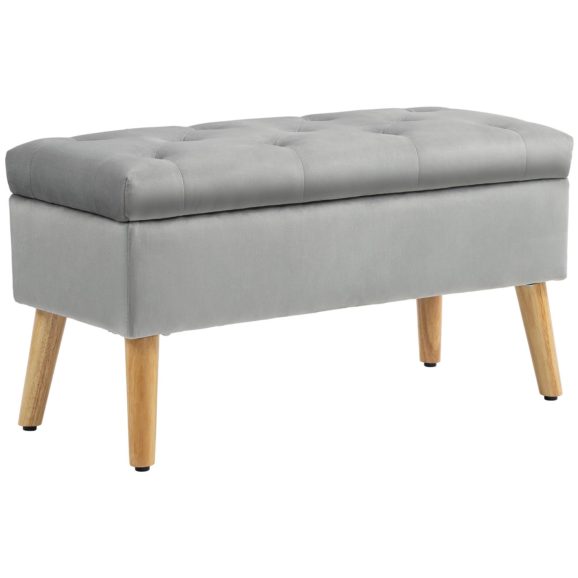 TRUHENBANK Samtoptik Grau - Grau, Kunststoff (35/40/80cm) - HOMCOM