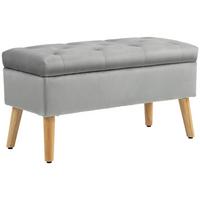 TRUHENBANK Samtoptik Grau - Grau, Kunststoff (35/40/80cm) - HOMCOM