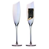 CHAMPAGNER/SEKT Glas mit moderner Kante Regenbogen Schimmer 150 ml (2er-Set) - Transparent, Glas (0.15L) - Intirilife