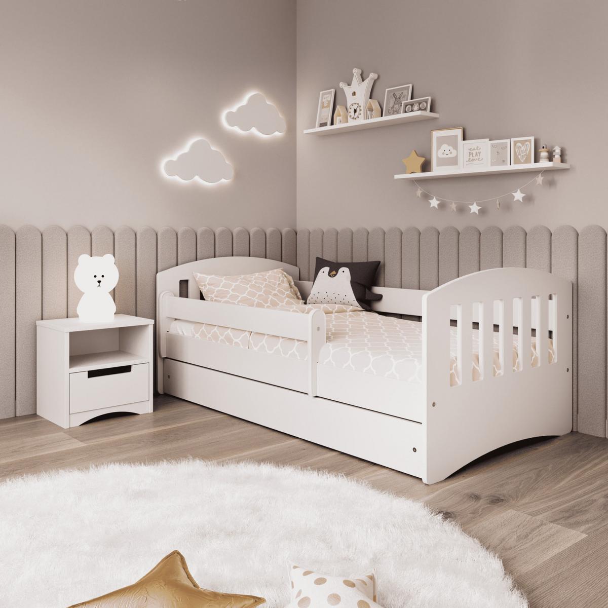 KINDERBETT CLASSIC mit Schublade ohne Matratze Weiß 90/65/144 - Weiß, Holzwerkstoff (80/140cm) - RAUMHIRSCH FURNITURE