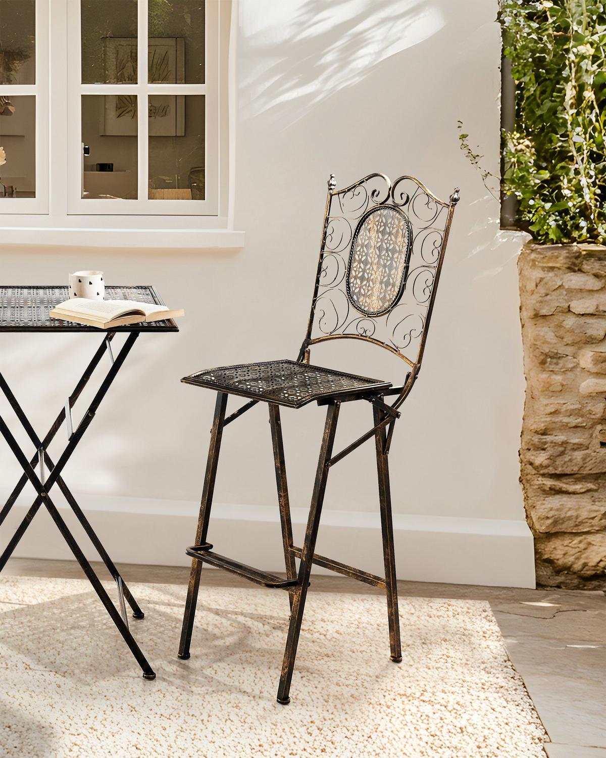 GARTEN-BARHOCKER Schwarz Bormio - Schwarz, Metall (38/122/44cm) - Beliani