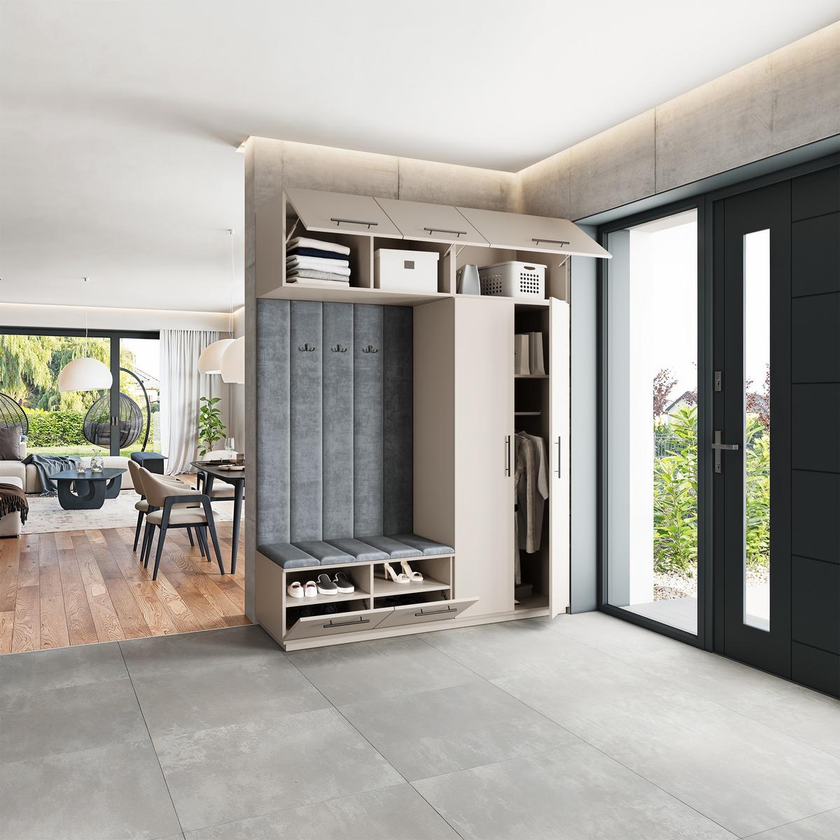 GARDEROBENSCHRANK REMA 180/240/60 cm Modern Garderobe-Set Kaschmir - Kaschmir/Grau, Holzwerkstoff (180/240/60cm) - MASSENO