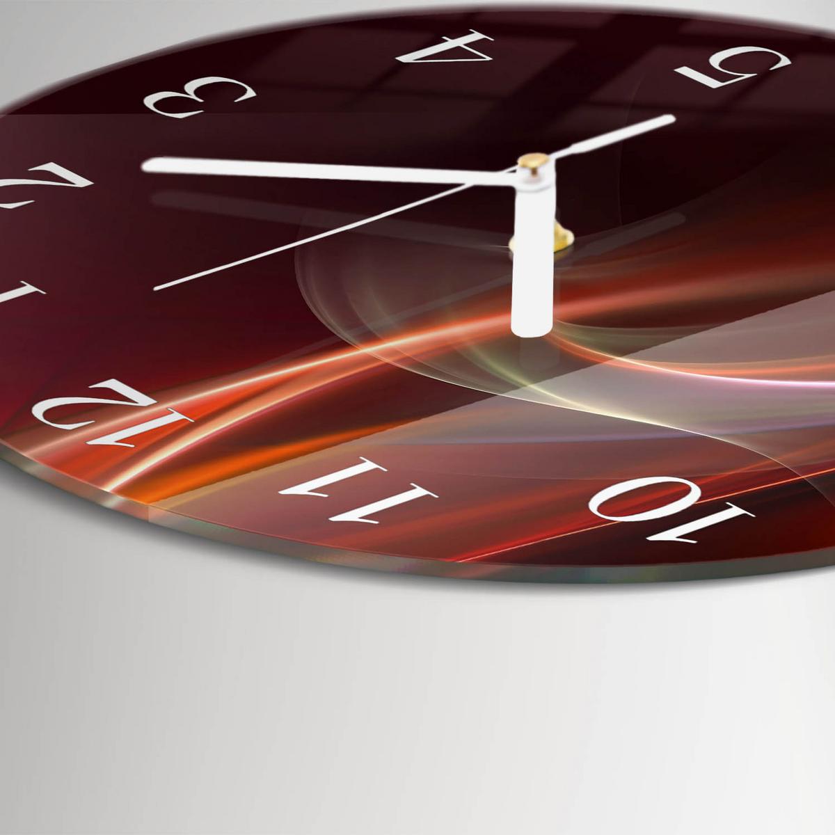 WANDUHR aus Glas Ø30 cm - Abstrakte Linien - Rot, Glas (30/30/0.4cm) - TULUP