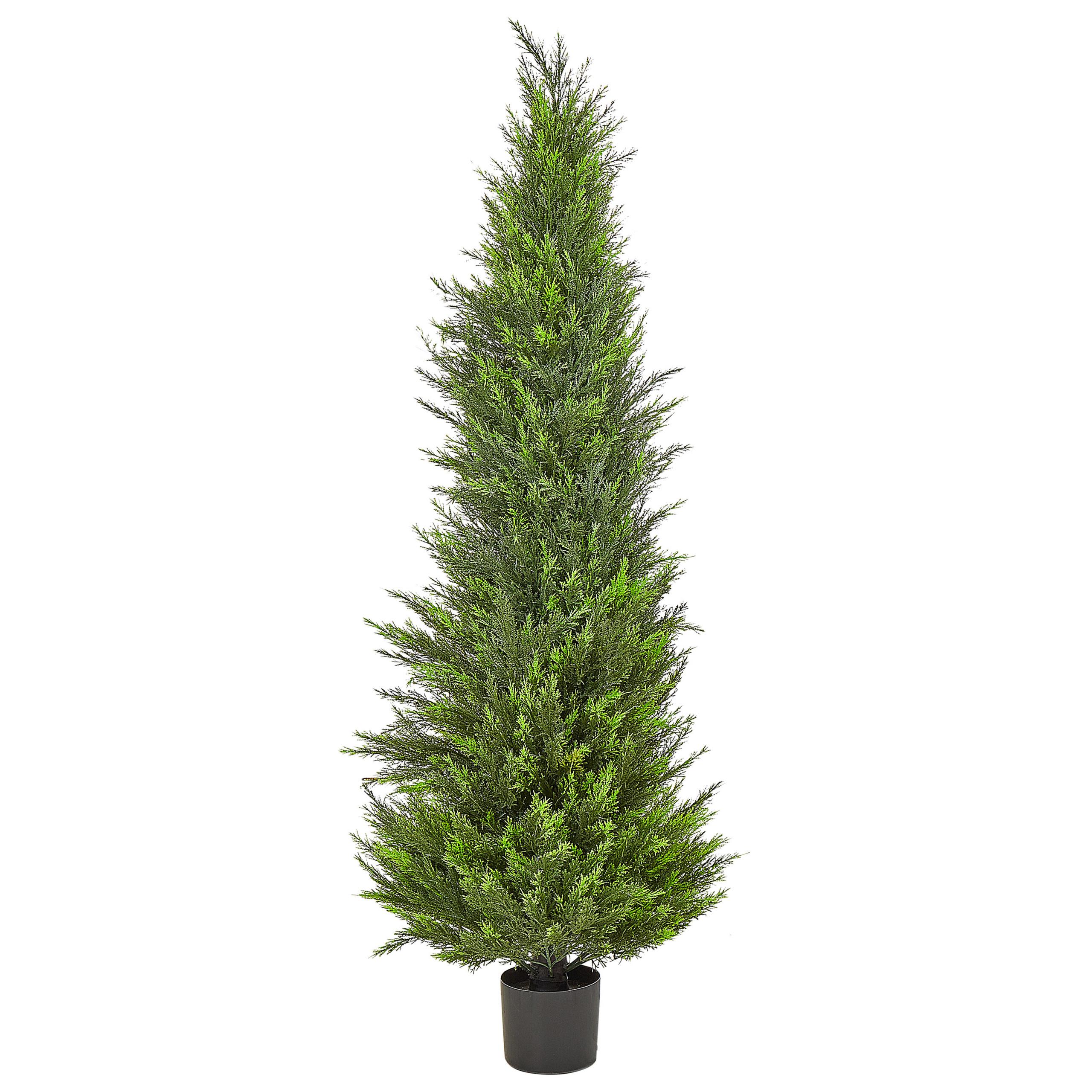 KUNSTPFLANZE im Blumentopf 153 cm Grün/Dunkler Holzfarbton Cedar Tree - Dunkelbraun/Grün, Kunststoff (153cm) - Beliani