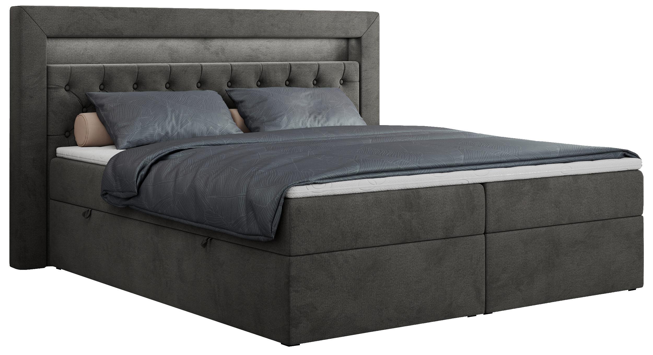 BOXBETT GOLD-6 LED 200/200 Dunkelgrau Velvet - H4 - Dunkelgrau, Holz/Textil (200/200cm) - MKS