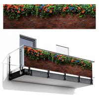 BALKON-SICHTSCHUTZ Blumen - Wand - Grün - Orange Windschutz 300x85 cm - Rotbraun, Kunststoff (300/85cm) - MuchoWow