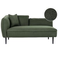 CHAISELONGUE Bouclé dunkelgrün linksseitig Chevannes - Schwarz/Grün, Textil (138/74/77cm) - Beliani