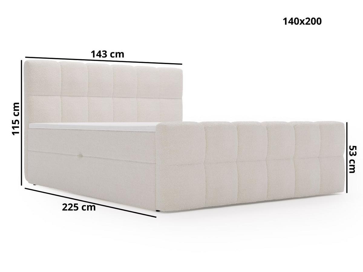 BOXBETT Alicante 140x200 Bouclé-Stoff Creme - Creme, Holz/Textil (140/200cm) - Graingold