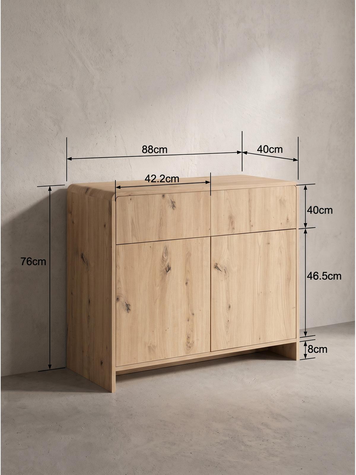 SIDEBOARD CALELLA, MDF, in Eichenoptik, 88 x 40 x 76 cm - Hellbraun/Braun, Holzwerkstoff (88/76/40cm) - KADIMA DESIGN