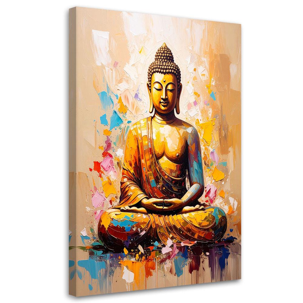 LEINWANDBILD Buddha Meditation Beige 60x90cm - Beige, Textil (60/90cm) - Feeby