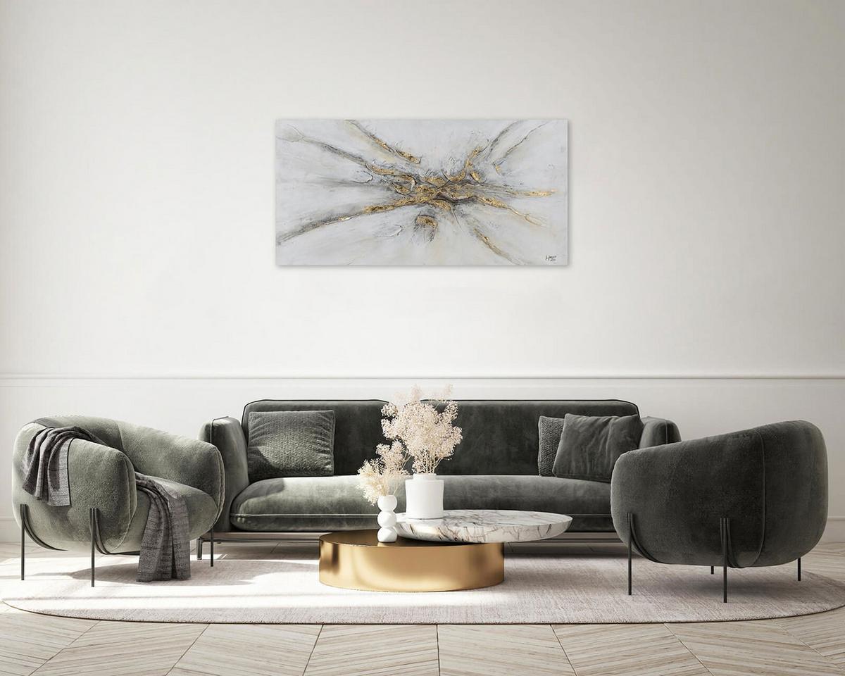 ACRYLBILD HANDGEMALT 120/60 cm - Silberfarben/Grau, Holz/Textil (120/60cm) - KUNSTLOFT