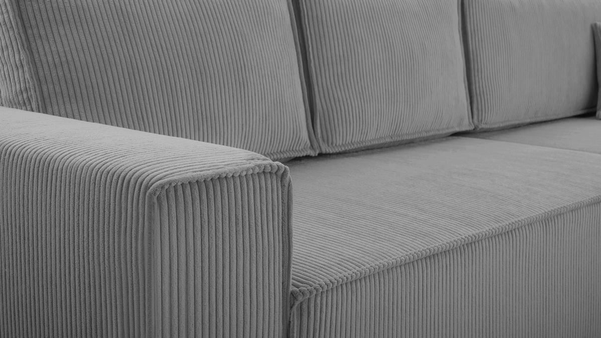 ECKSOFA L Form Cedria Hellgrau 287/145/85 cm mit Schlaffunktion - Hellgrau/Schwarz, Kunststoff/Textil (287/145cm) - AX Living