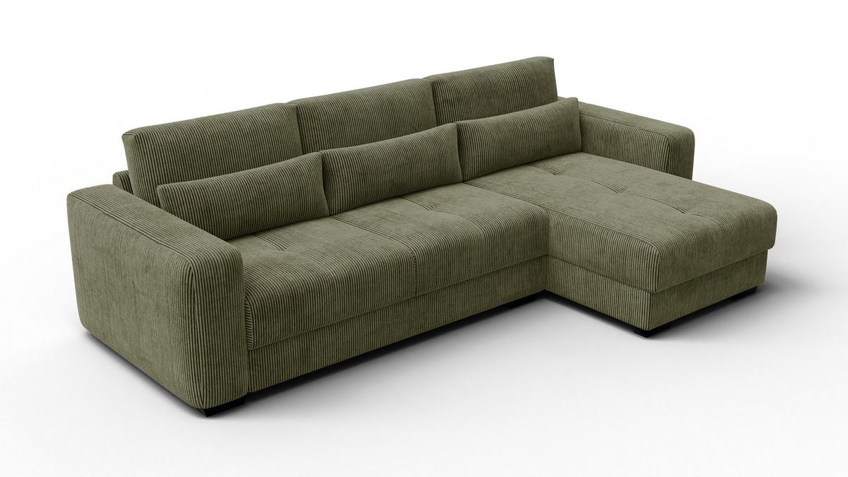 ECKSOFA OLI 4-Sitzer rechts, olivgrün - Olivgrün, Holz/Textil (295/172cm) - Wozimo