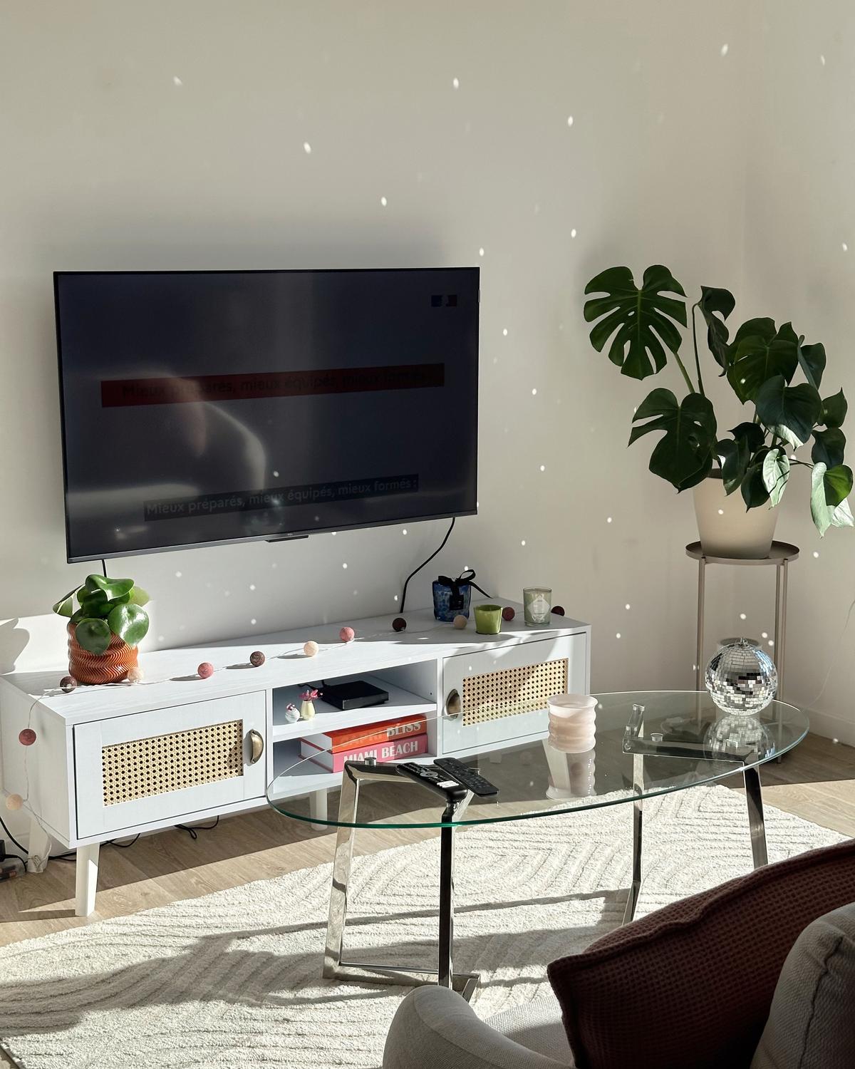 TV-MÖBEL Weiß, Beige PARTON 39/140/45 cm - Weiß, Holzwerkstoff (140/45/39cm) - Beliani