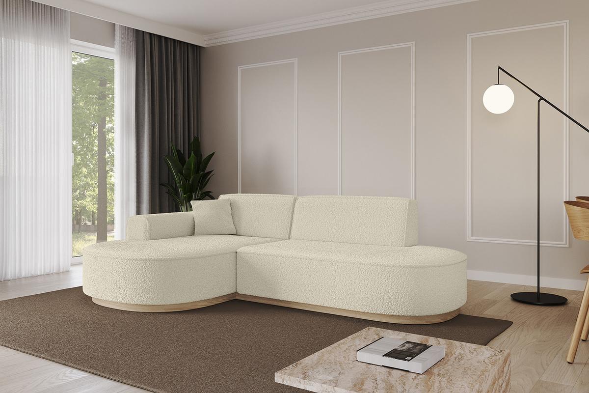 ECKSOFA Ottomane Links MARI-L1-v1 - 243x171x83 cm Beige Bouclé - Beige, Holzwerkstoff/Textil (243/171cm) - ALTDECOR