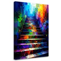 LEINWANDBILD Bunte Treppe Abstrakt 60x90cm - Multicolor, Textil (60/90cm) - Feeby