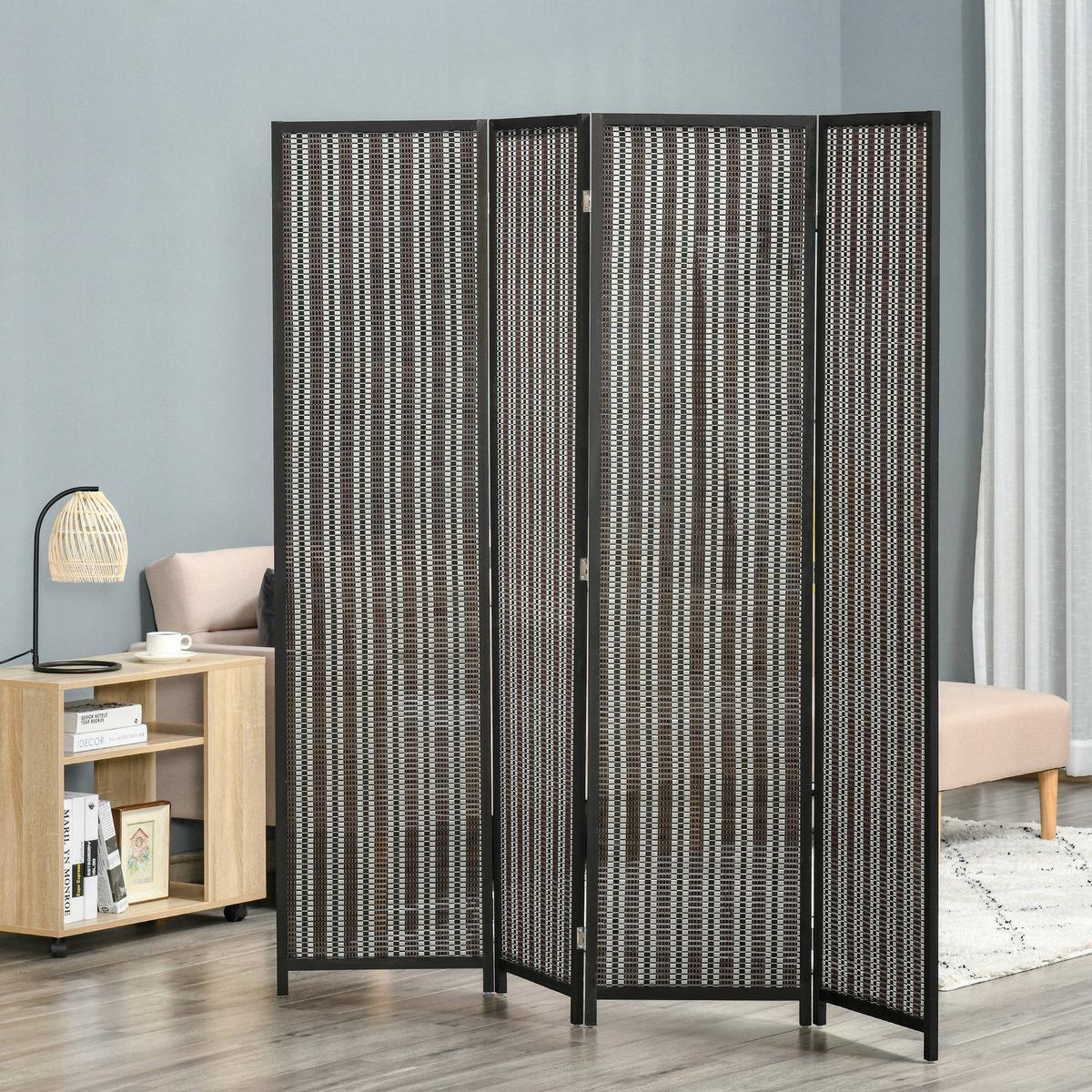 PARAVENT 4-teilig 180 x 180 cm, Braun - Braun, Holzwerkstoff (1.9/180/1.9cm) - HOMCOM