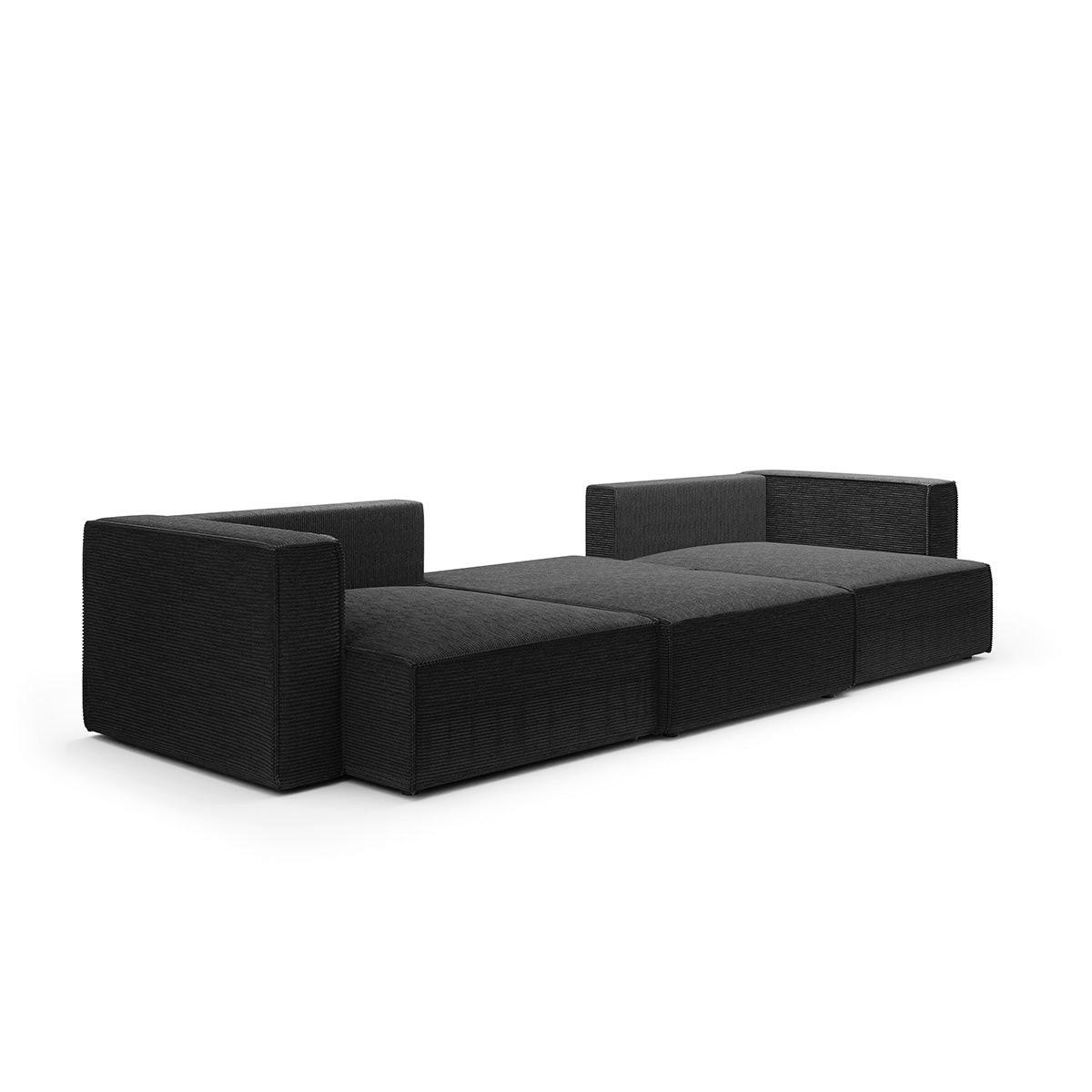 PANORAMASOFA Jimmy 5 Sitzplätze Schwarz - Schwarz, Holz (348/77/148cm) - Petits-meubles