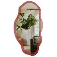 SPIEGEL 90x45 cm asymmetrisch mit Druck - Burgunderrote Farbe - Transparent, Glas (45/90/0.4cm) - TULUP