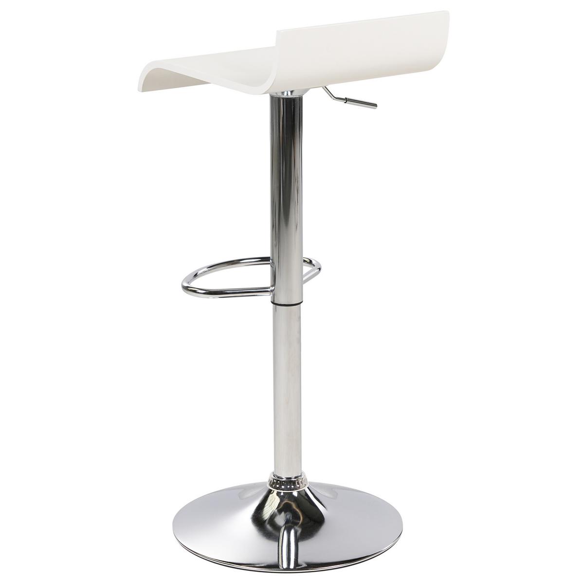 BARHOCKER 2er-Set weiß höhenverstellbar Valencia - Silberfarben/Weiß, Holzwerkstoff (42/90/42cm) - Beliani