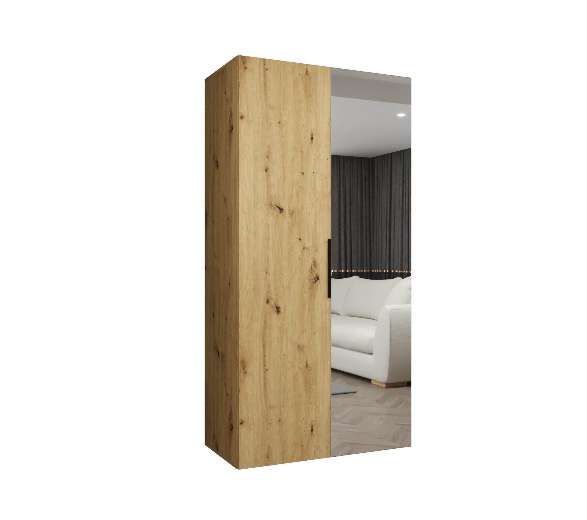DREHTÜRENSCHRANK 202/100/52 2-türig - Kaschmir/Schwarz, Holz (100/202/52cm) - MÖBEL KRYSPOL
