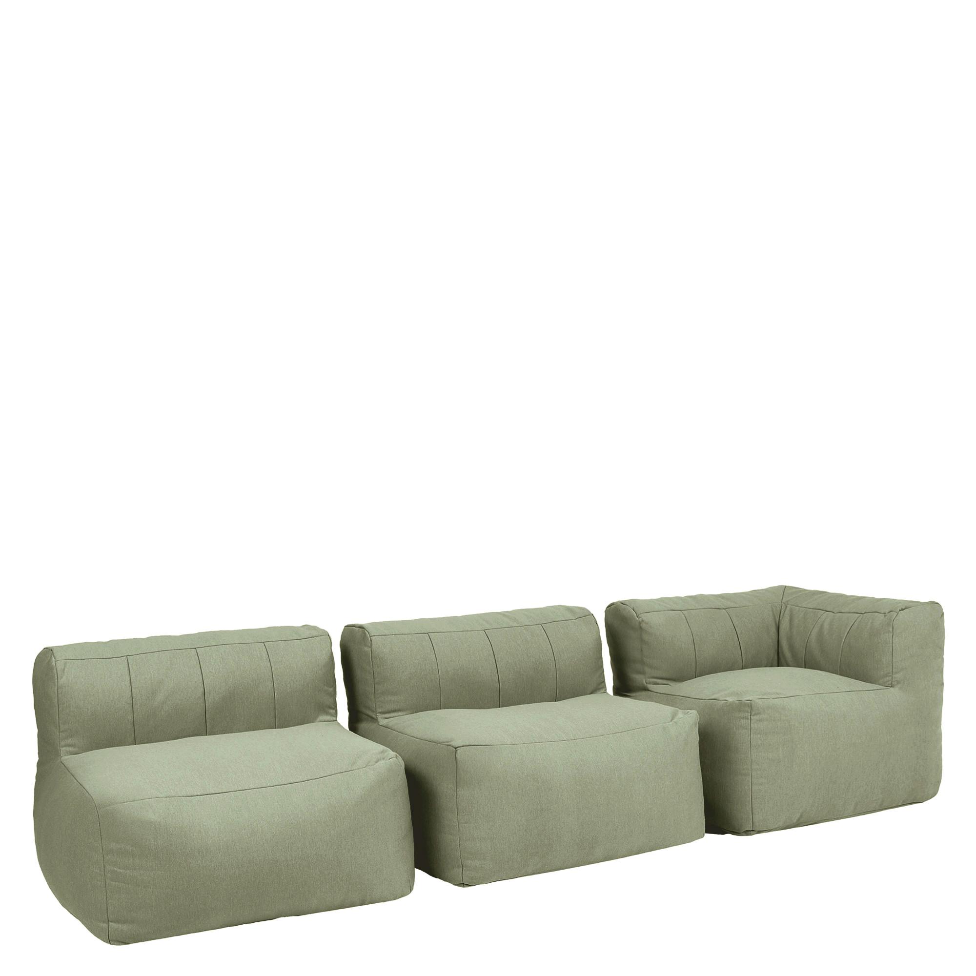 SITZSACK-SOFA Outdoor 3 tlg.: Ecksessel, 2 Sessel - Grün, Textil (290/68/100cm) - icon