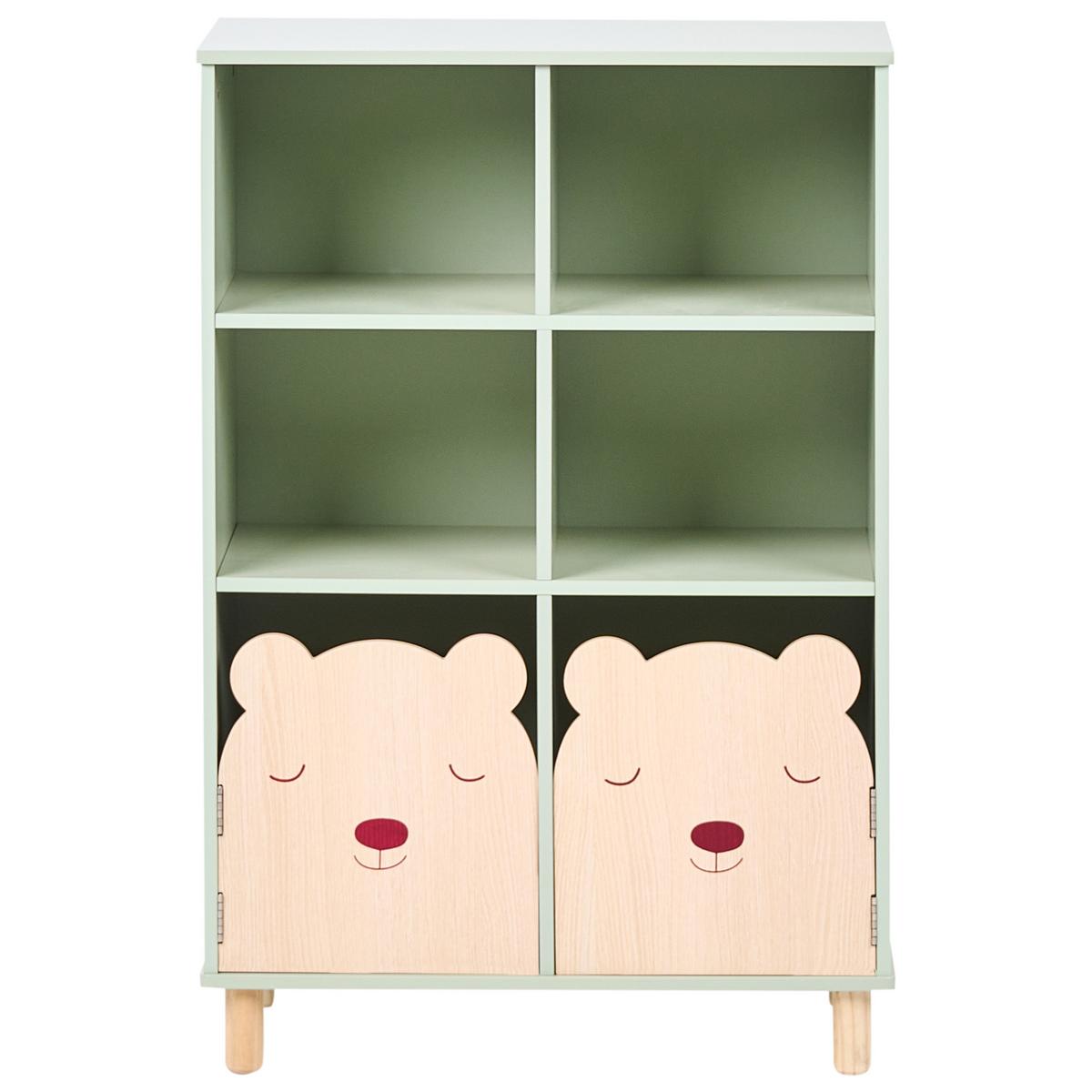 BÜCHERREGAL mit 3 Ebenen 90 cm Hellgrün Nobby - Hellgrün/Braun, Holzwerkstoff (60/90/30cm) - Beliani