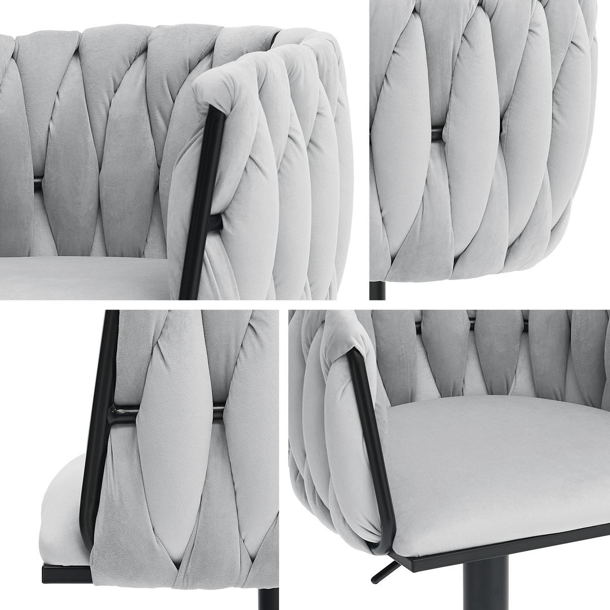 BARHOCKER-SET Muz BS-1142 (2 Stück in Samt) - Goldfarben/Grau, Textil/Metall (50/107/52cm) - MIRJAN24