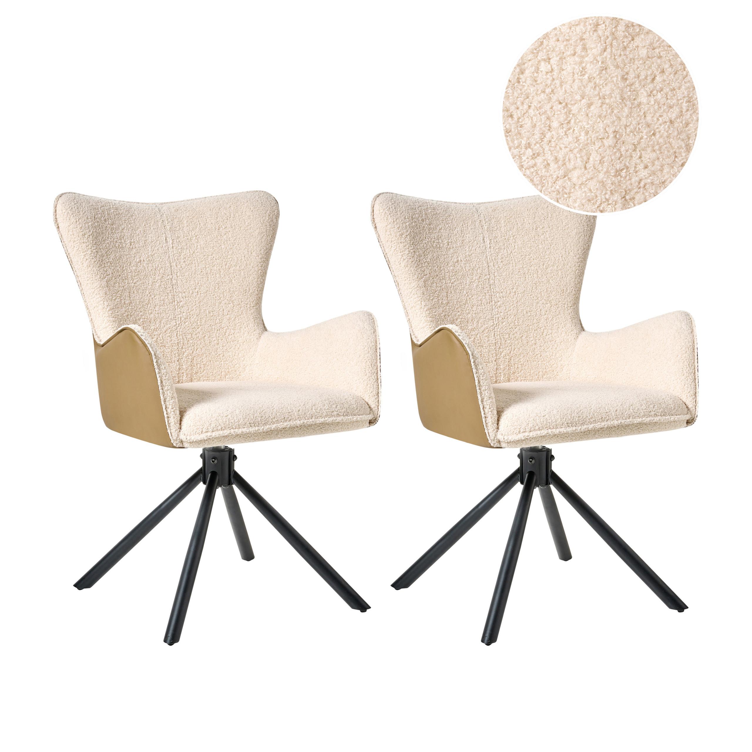 ESSZIMMERSTUHL 2er-Set Hellbeige Novi - Beige/Schwarz, Textil (60/89/68cm) - Beliani