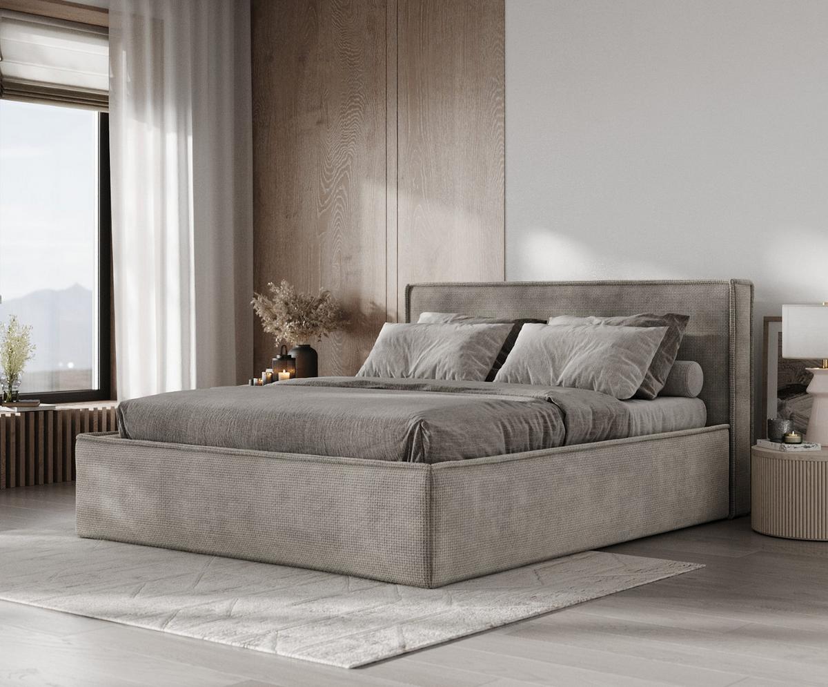 POLSTERBETT Sato mit Stauraum 120/200 cm Beige im Bonita Stoff - Beige/Schwarz, Holz/Holzwerkstoff (120/200cm) - AltaBeds