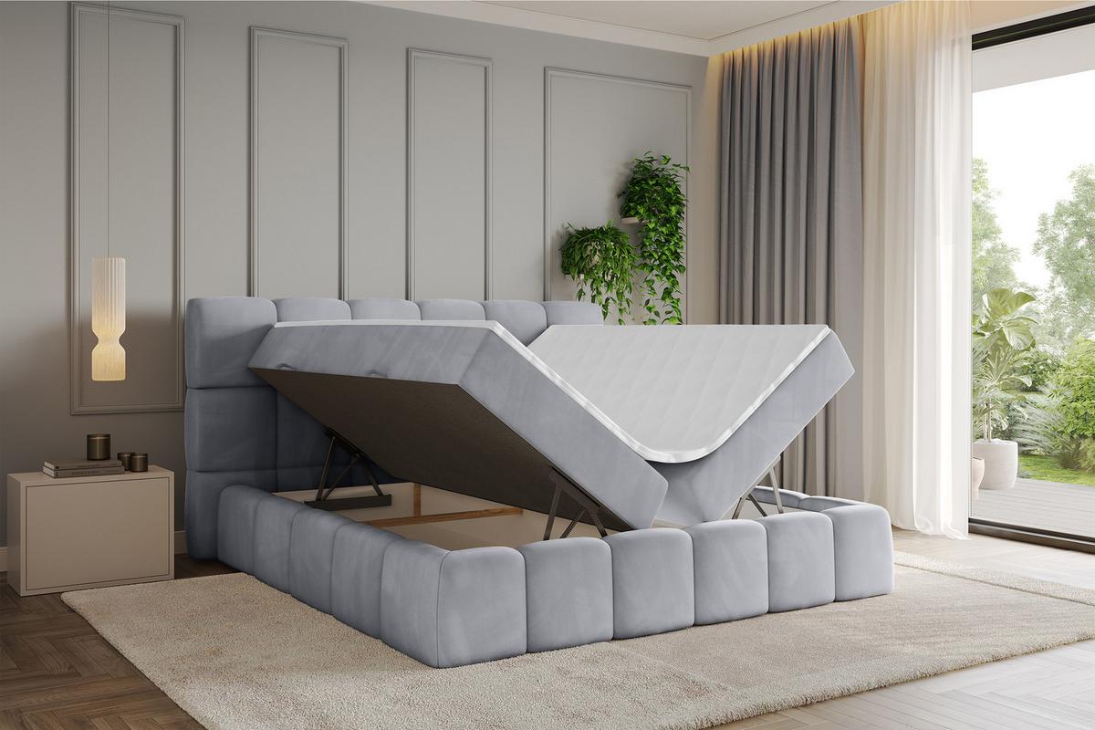 BOXBETT - AURI-H3 - 180x200 Grau Monolith - Hellgrau, Holzwerkstoff (180/200cm) - ALTDECOR