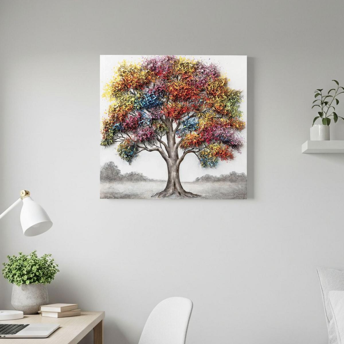 ACRYLBILD HANDGEMALT 80/80 cm - Multicolor/Grau, Holz/Textil (80/80cm) - KUNSTLOFT